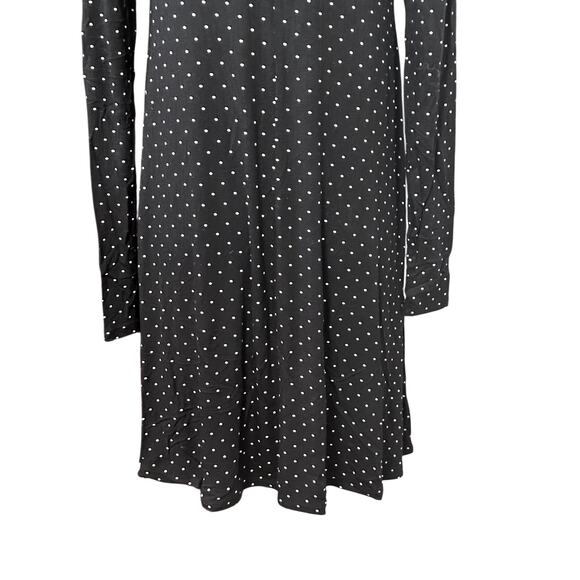 Old Navy A-Line Dress Polka Dot Print Long Sleeves Knee Length Black Women's S - Picture 6 of 8